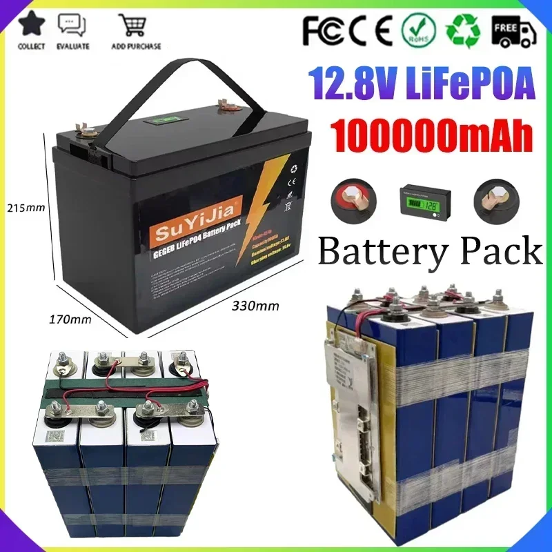 

LiFePO4 12.8V Class A 5000+ Cycle Lithium Battery 100Ah 12V 150A Suitable for Solar Electric RV Boat Wheelchair Off-grid Battery