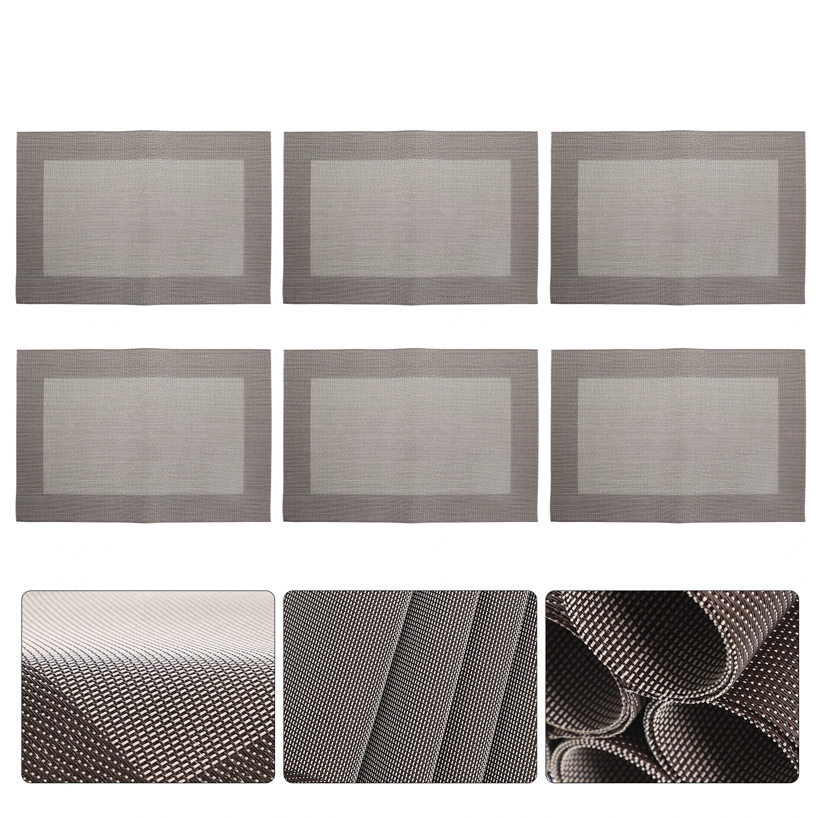 

6Pcs Bendable Heat Resistant PVC Placemats Anti Skid Woven Table Mats For Dining Table