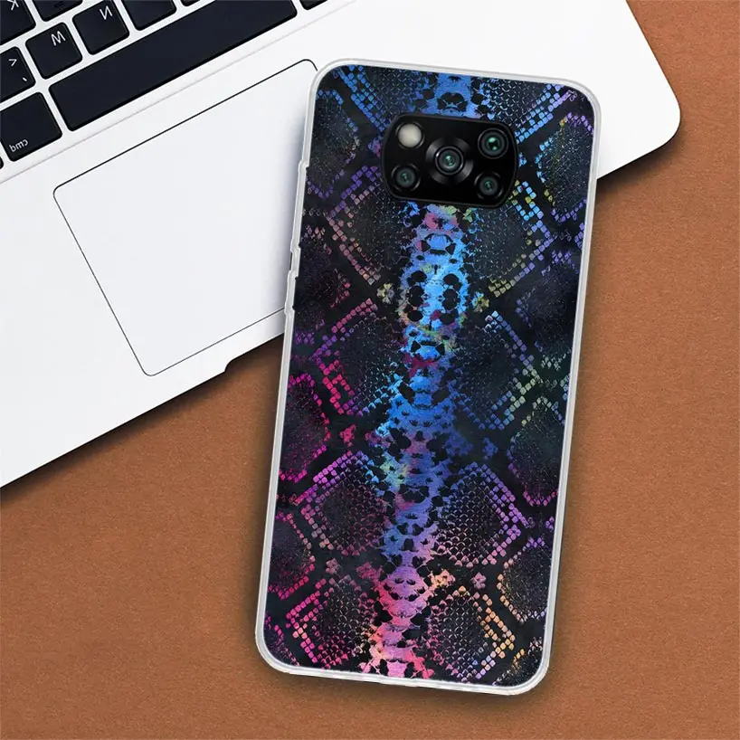 Pink Snake Skin Printing Drawing Phone Case For Xiaomi Poco X6 X5 X4 X3 Nfc F6 F5 Pro F4 Gt F3 F2 F1 M5S M4 M3 5G Fundas Soft Sh