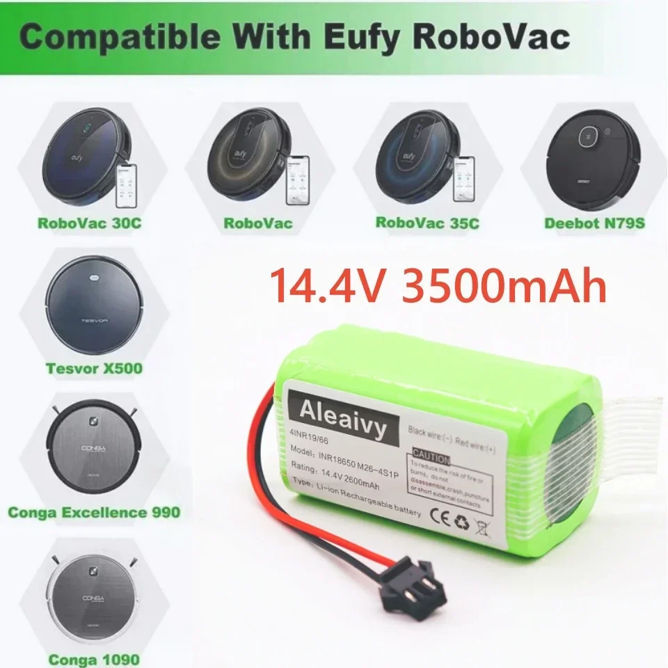 Bateria de aspirador de pó 14.4V 3500mAh para Chuwi/Polaris/Kitfort/DIBEA/Ecovacs 1290 /yboto iLife/Genio/Liectroux E30/Xiaomi G1