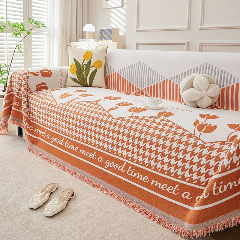High End Rose Chenier Sofa Cover Cozy Anti-Cat Scratching Couch Towel for Living Room Dustproof Furniture Protection Slipcover