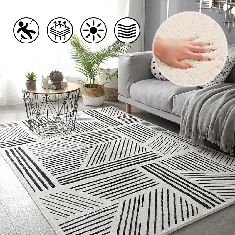 Modern High-grade Light Luxury Minimalist Design Carpet Art Lamb Velvet Non-slip Large Area Mats Lounge Bedroom Decorative Rug