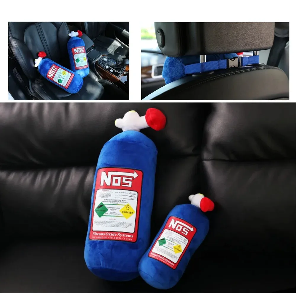 1-2 Stück NOS Lachgasflaschen-Plüschkissen-Set - Auto-Nackenstützkissen & Lendenwirbelstützkissen für Fahrzeuginnenraum – Detail 1