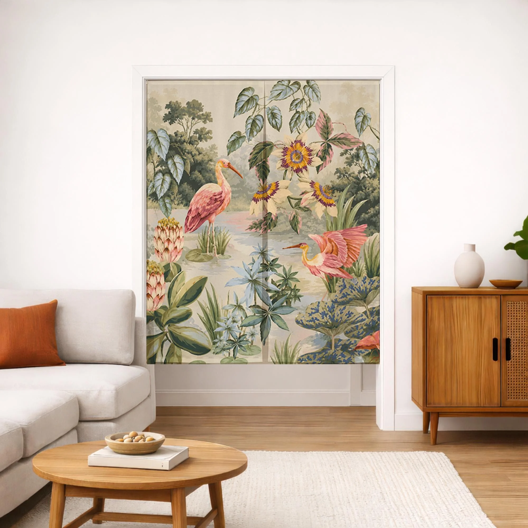 Tropical Floral Peacock Curtain Doorway Screen Waterproof Bathroom Shower Curtain Home Decor Tropical Jungle Print
