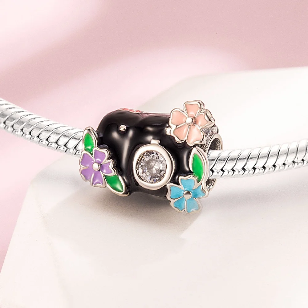Niche 925 Sterling Silver Cute Grass Cat Navigation Camera Series Accessories Fit DIY Bracelet Necklace Boutique Jewelry Gifts