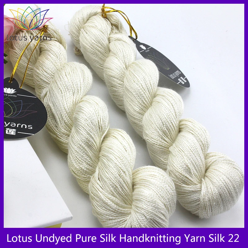 Undyed  Pure Silk Yarn HandKnitting Yarn silk 22  color nat white