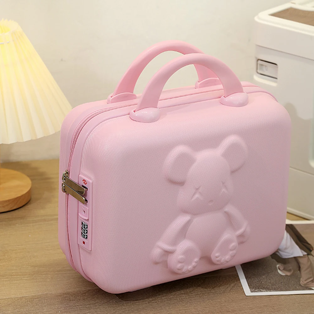 Cartoon Bear Mini Portable Carrying Suitcase Waterproof 14 Inch Gift Cosmetic Box Small Boarding Case Travel Rolling Luggage