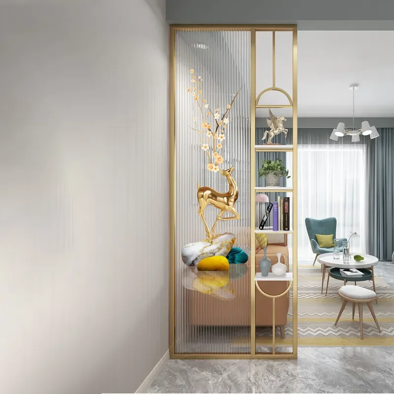 for Wrought Iron Changhong Glass Painted Screen Simple Entrance Living Room Home Office Blocking Decorative Partition Wall