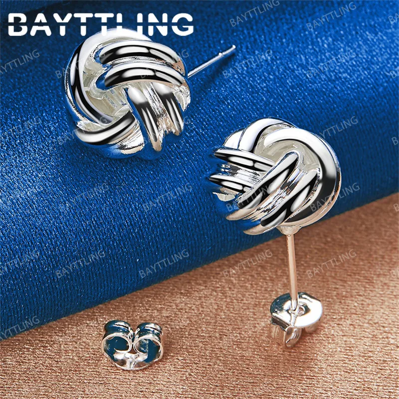 Luxury 925 Sterling Silver Delicate Butterfly Round Stud Earrings for Women Wedding Charm Jewelry Gift Accessories