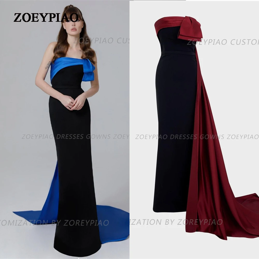 

Elegant Off Shoulder Stretch Satin Evening Dresses Arabic Women Strapless One Shoulder Prom Gowns Lady Long Wedding Party Dress