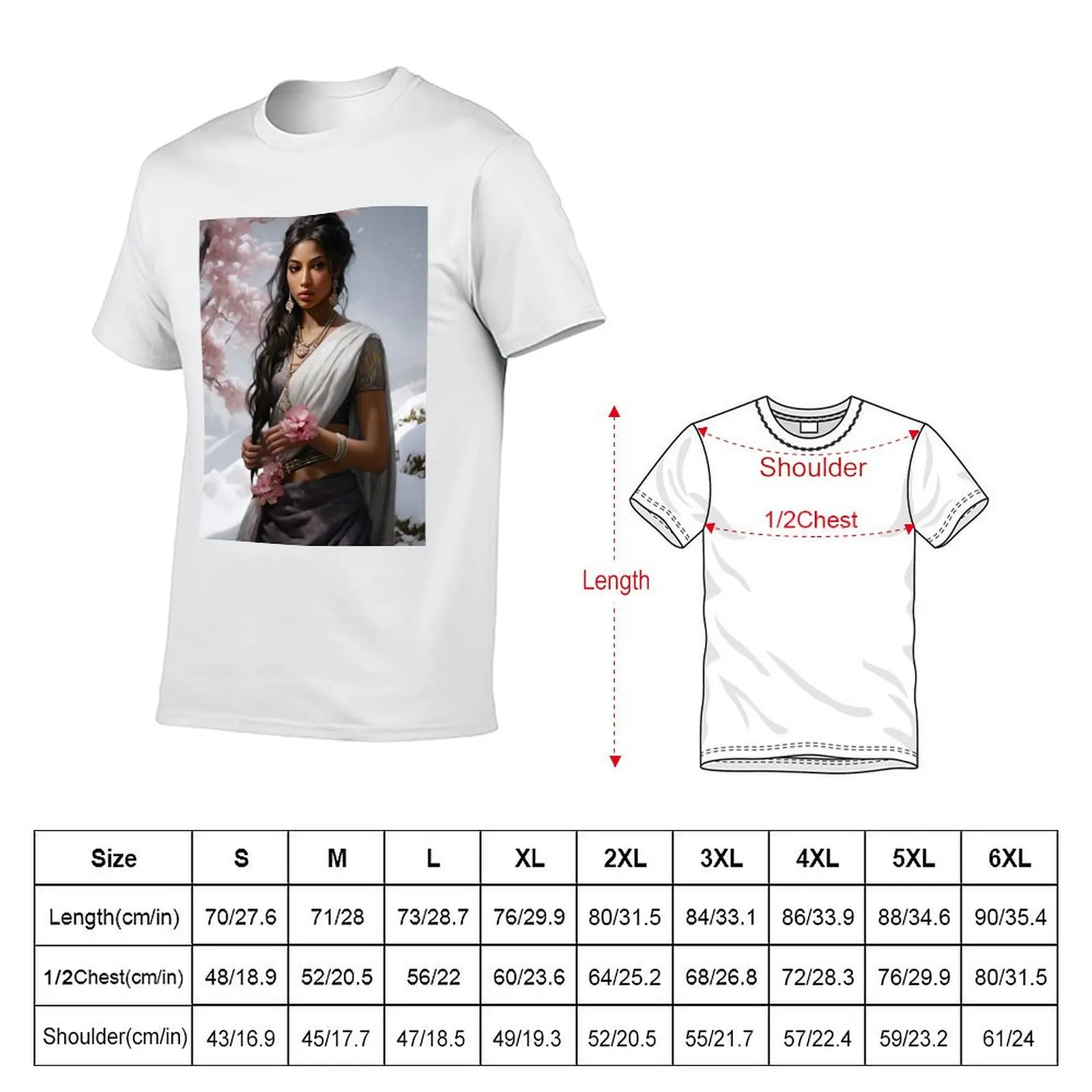 Silver Saree Serenity T-Shirt Creative Graphic Tee Shirt