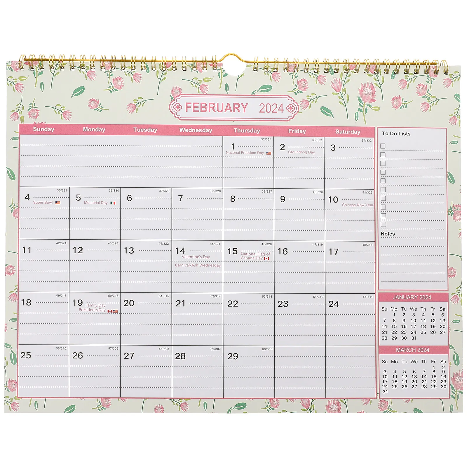 

Wall Calendar Simple Hanging Design Sturdy Daily Use English Countdown Holiday Appointment Calendar 2024 2025 for Home Office