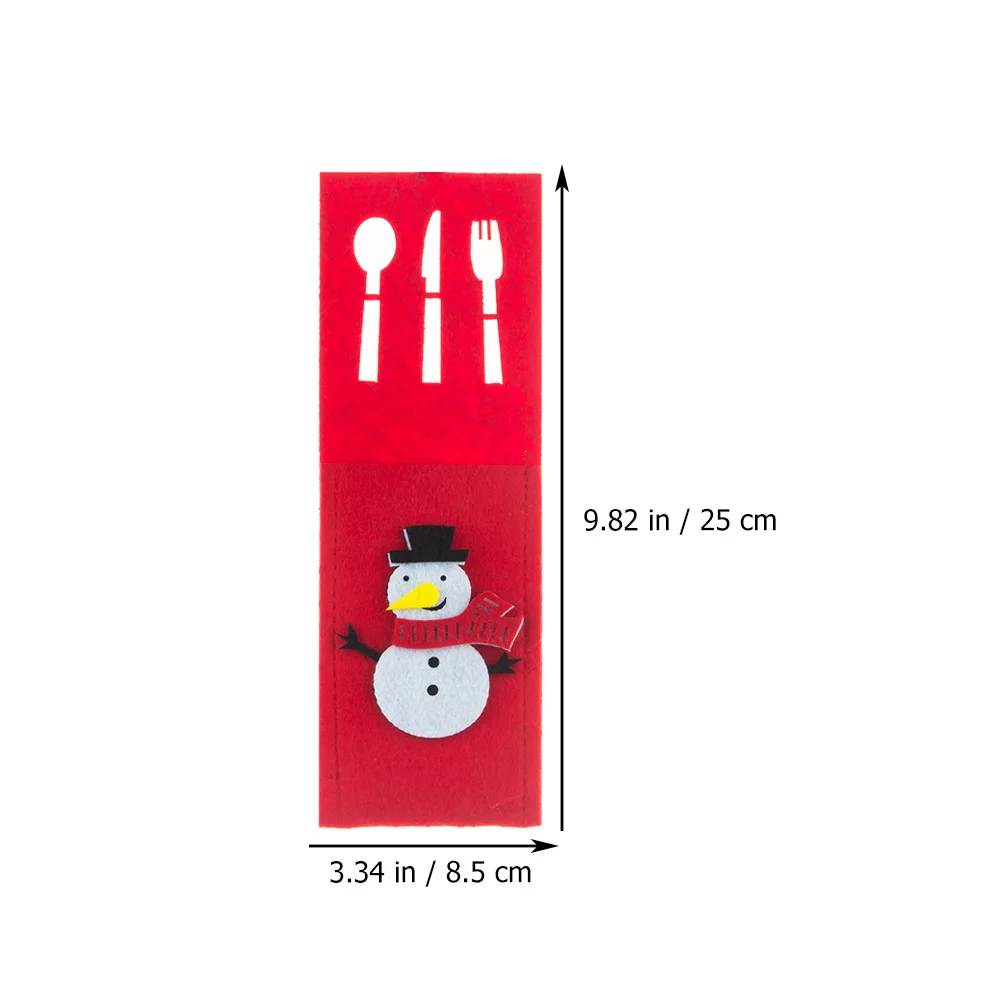 

4 Pcs Tableware Felt Knife and Fork Cover Christmas Decorations Kitchen Utensil Holder Red Organizer