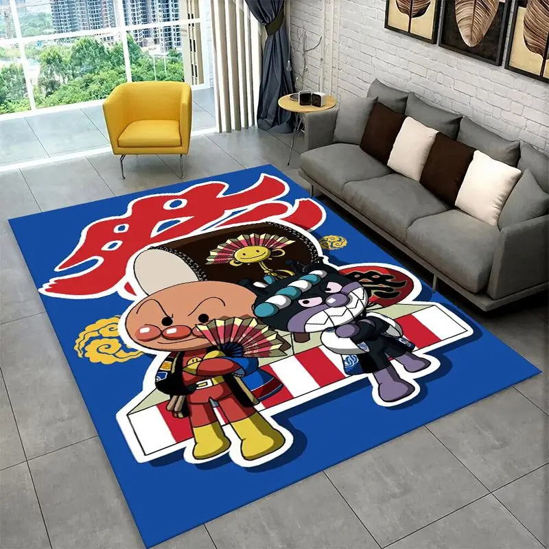 Retro Brave Anpanman Cartoon Carpet Rug for Playroom Bedroom Living Room Sofa Home Decor,Game Area Rug Non-slip Floor Mat Fest