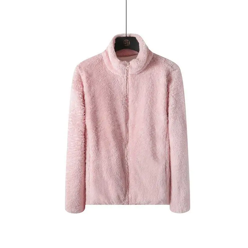 レディース用コージーな二重層コーラルフリース暖かいプルオーバー、2025年冬新作、ソフトなサーマルスウェットシャツスタイルのコート、女性用アウトドアウェア