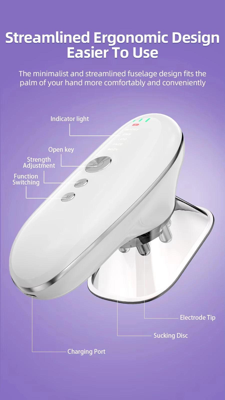 3 in 1 Body Sculpting Machine Liposuction Massager Body Anti Cellulite Tool Microcurrent Facial Skin Tighten Device Fat Burner