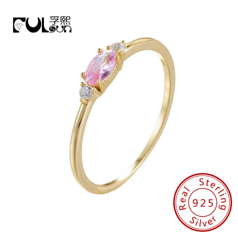 

Delicate Oval Pink Crystal Zirconia Ring 925 Sterling Silver Party Wedding 18k Gold Plated Ladies Girl