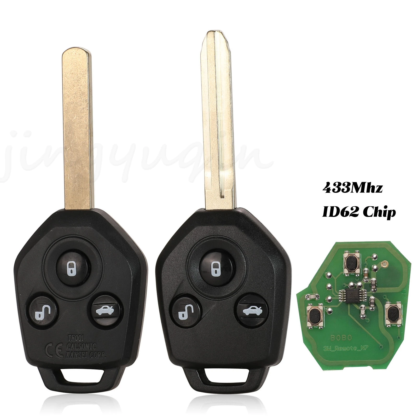 Jingyuqin – clé télécommande à 3 boutons avec puce 4D62 ID60 G, 433MHz, pour Subaru Forester Outback Legacy (2008, 2009, 2010, 2012, 2013, 2014)