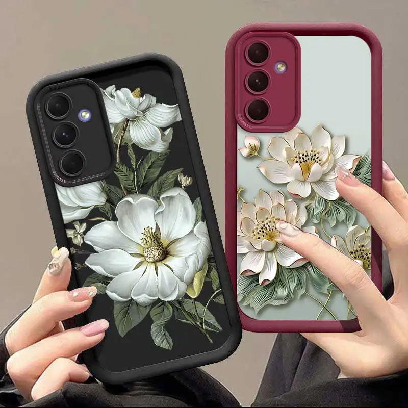 A55 Blooming White Flowers Sky Eye Phone Case For Samsung Galaxy A25 A24 A23 A22 A20 A15 A14 A13 A12 A10 A05 A04 A03 A02 Cover