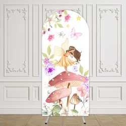 Mehofond Custom 2-Sided Floral Butterfly Fairy Girl Birthday Party Baby Shower Cover Chiara Arch Background Decor Backdrop Photo