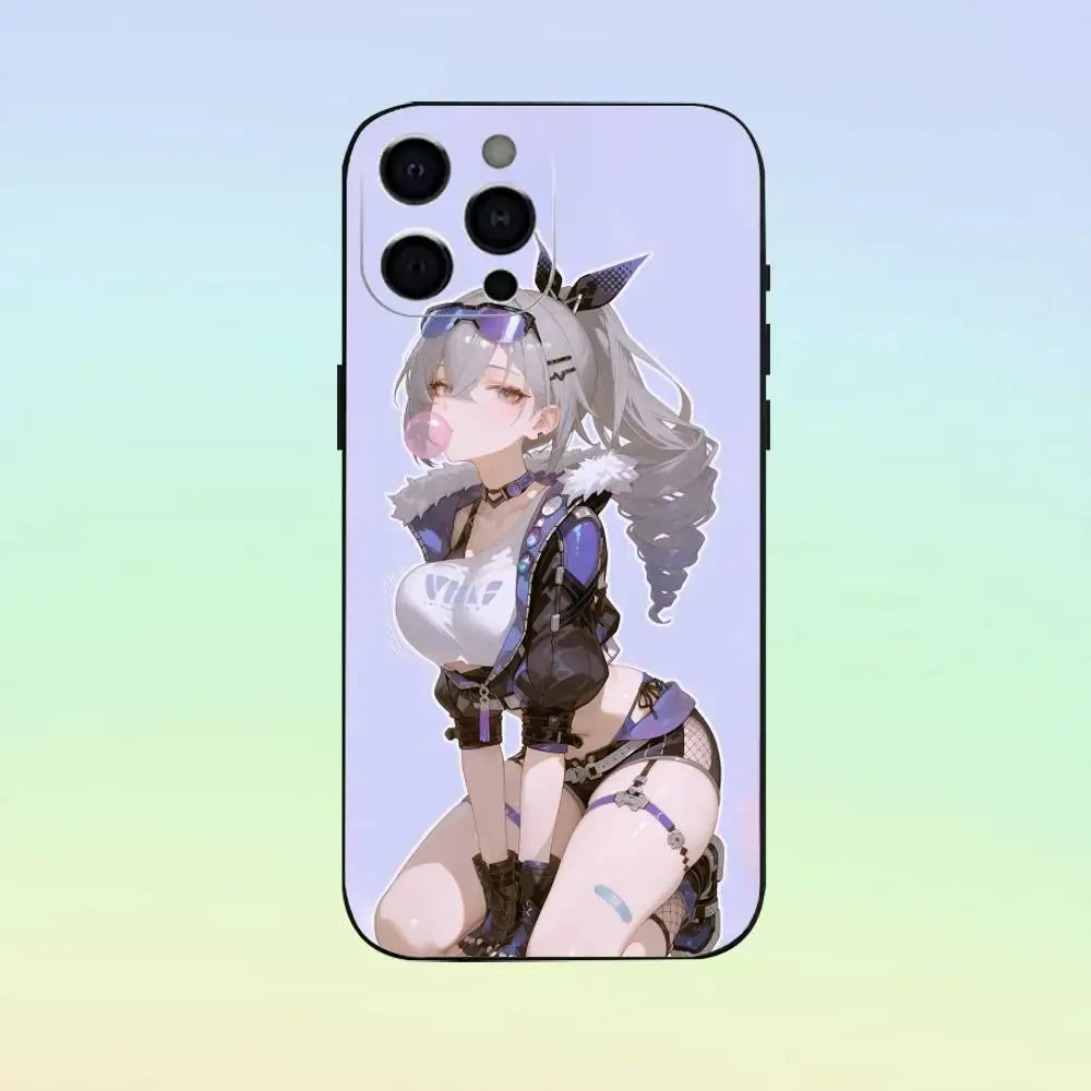 Honkai الفضة لعبة الذئب جراب هاتف سيليكون لينة آيفون 17 16 15 14 13 12 11 أسود لينة غطاء من السيليكون