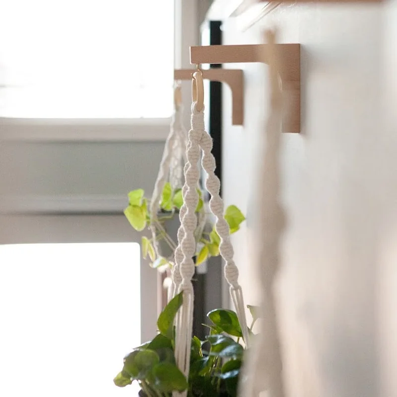 1 قطعة الخشب الطبيعي جدار النبات الشماعات معلقة اناء للزهور هوك الشمال زهرة قوس للفوانيس الرياح الدقات شرفة ديكور المنزل #3