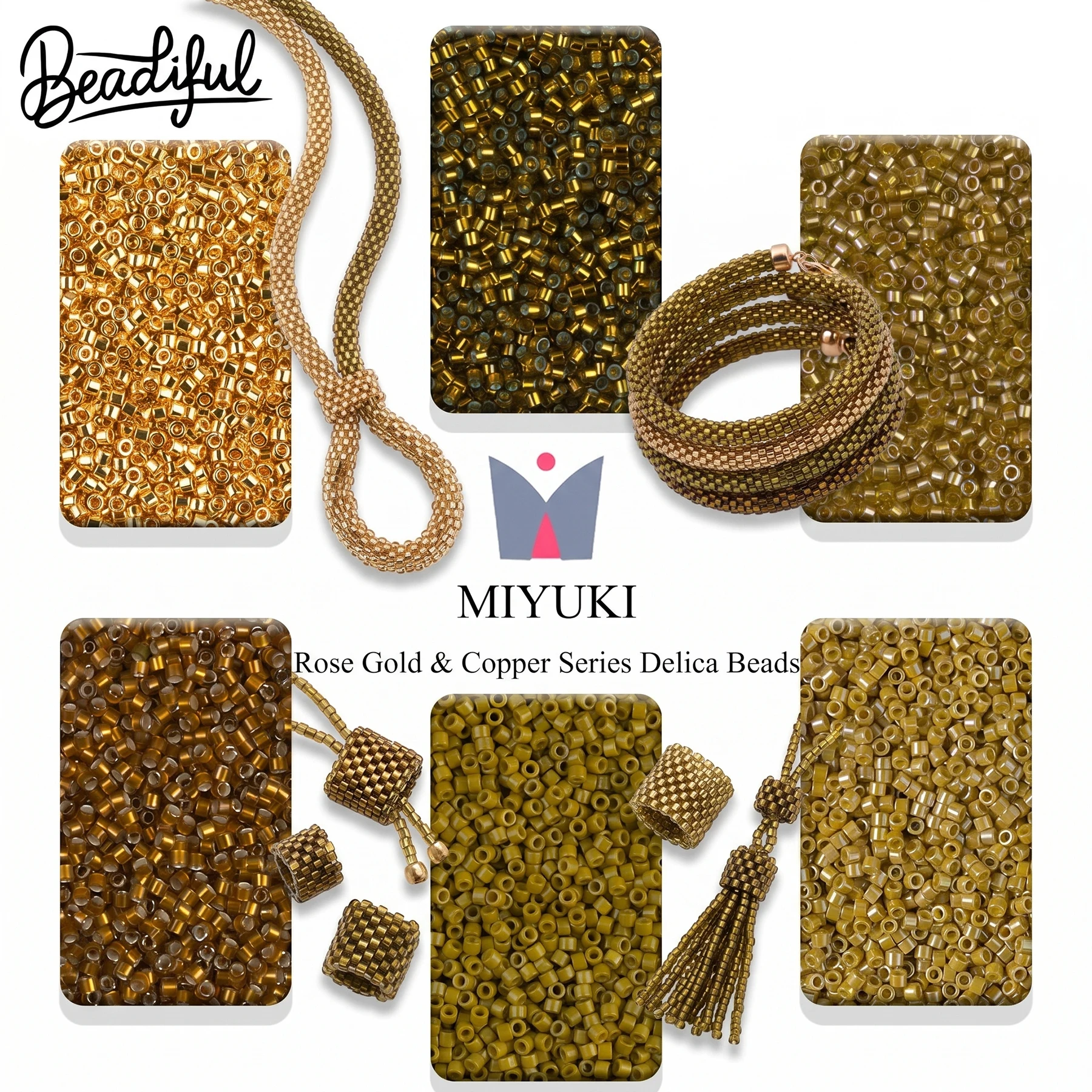 

BEADIFUL 10g/2000pcs MIYUKI DELICA BEADS 11/0 - Rose Gold Copper Series Japan Glass Seed Beads for DIY Jewelry Crafting