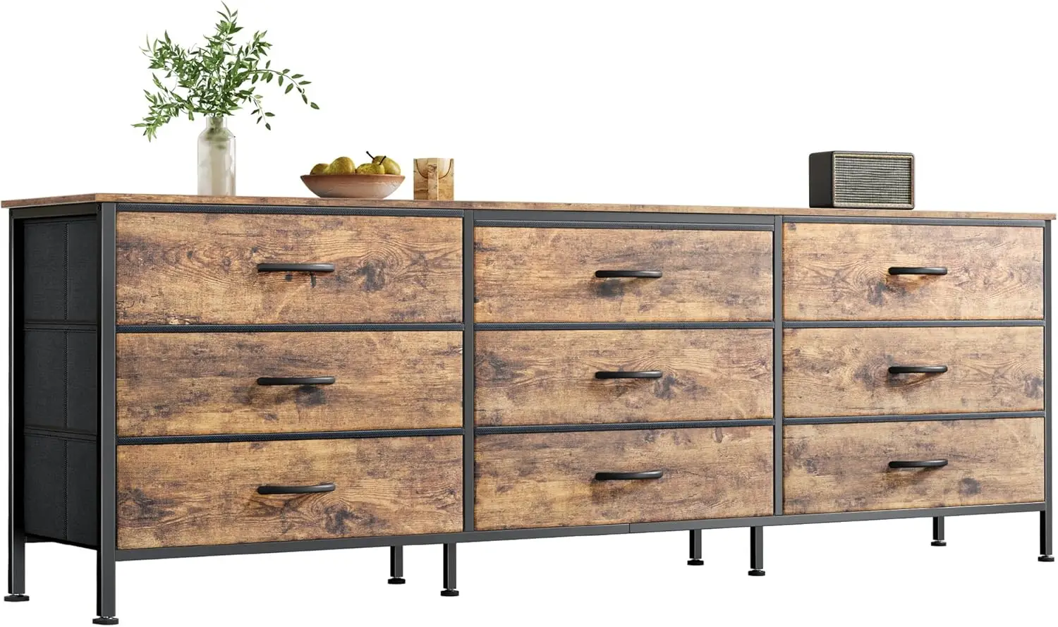 

63 Inch Dresser for Bedroom, Dresser for Closet with 9 Fabric Drawers, Large TV Stand for 55, 65, 70 Inch TV, Entertainment Cent