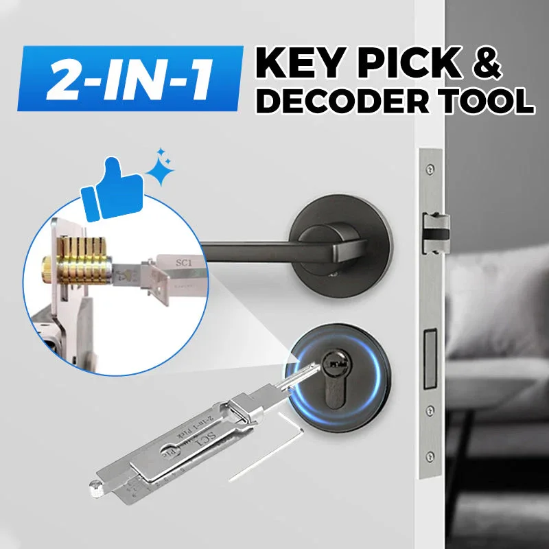 Precision 2-in-1 Key Pick & Decoder เครื่องมือ ถอดรหัสปลดล็อคช่างทํากุญแจซ่อมชุดเครื่องมือ