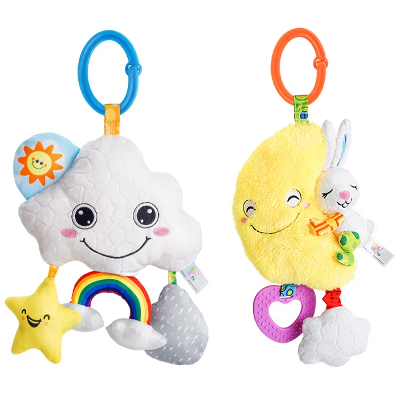 Baby Cloud Moon Rattles Mobiles Baby Teether Toys Strollers Pendants Newborn Hand Early Education Bell Gifts Infant Crib