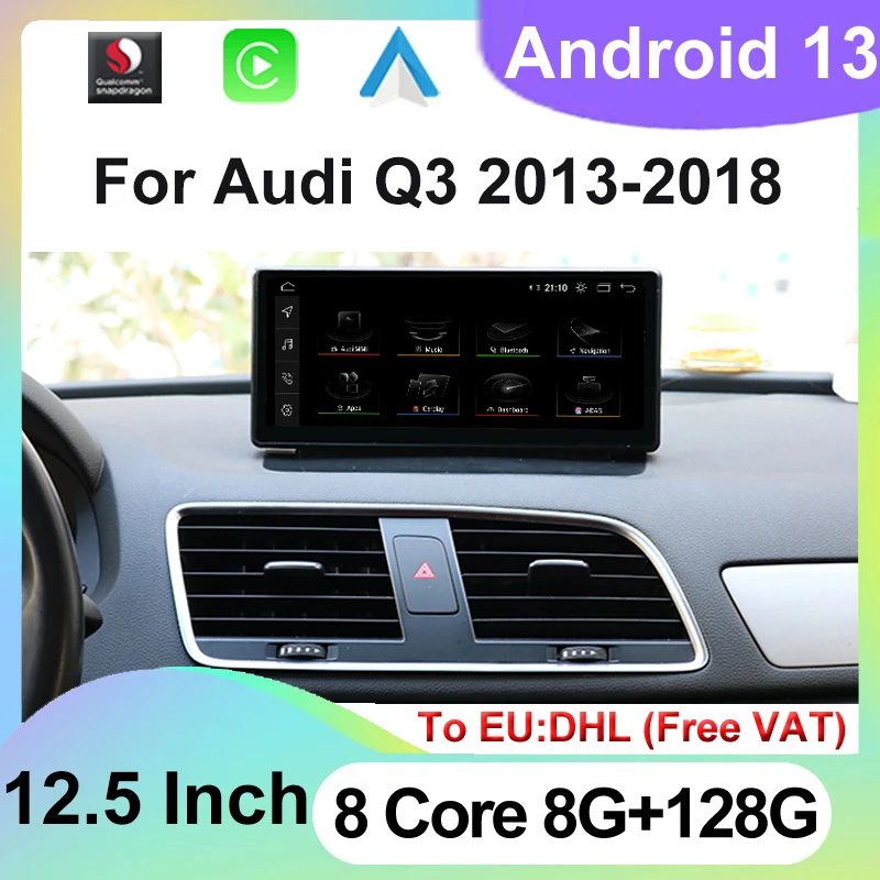 

Qualcomm 665 12.5 Inch Android 13 For Audi Q3 2013 - 2018 Car Auto Radio Wireless Carplay Touch Multimedia Screen GPS Navigation