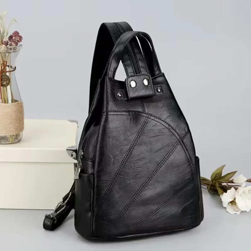 

Multifunctional New Women's Backpack Fashion Ladies Anti-theft Backpack Solid Color High Quality PU Leather Ladies Shoulder Bag