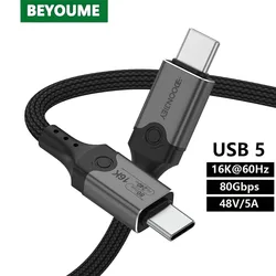 USB5 Type C to Type C Cable PD240W Fast Charging Cord 80Gbps 4K@544Hz USB-C Video Line Compatible with Thunderbolt 4/3 USB 4/3