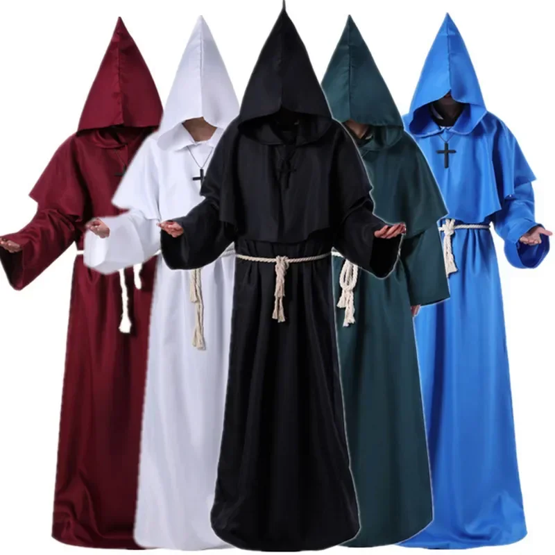 Assistente halloween cosplay traje monge medieval frade robe sacerdote traje antigo roupas cristão das mulheres dos homens terno novo m