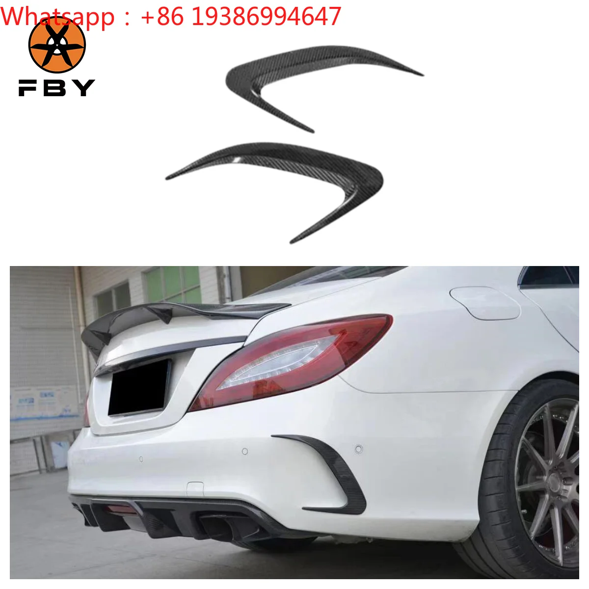 For High Quality Real Carbon Fiber Rear Bumper Vent Trims for Mercedes Benz W218 CLS63 AMG 2015-2018 Car Rear Bumper Canards