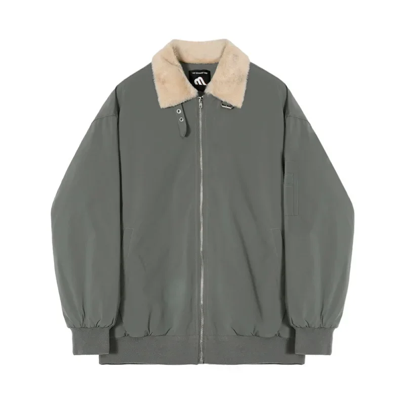 Korean Style Winter Men's Stand Collar Long Sleeve Casual Trendy Simple Basic Thicken Jackets Male Faux Leather Coats Clothes