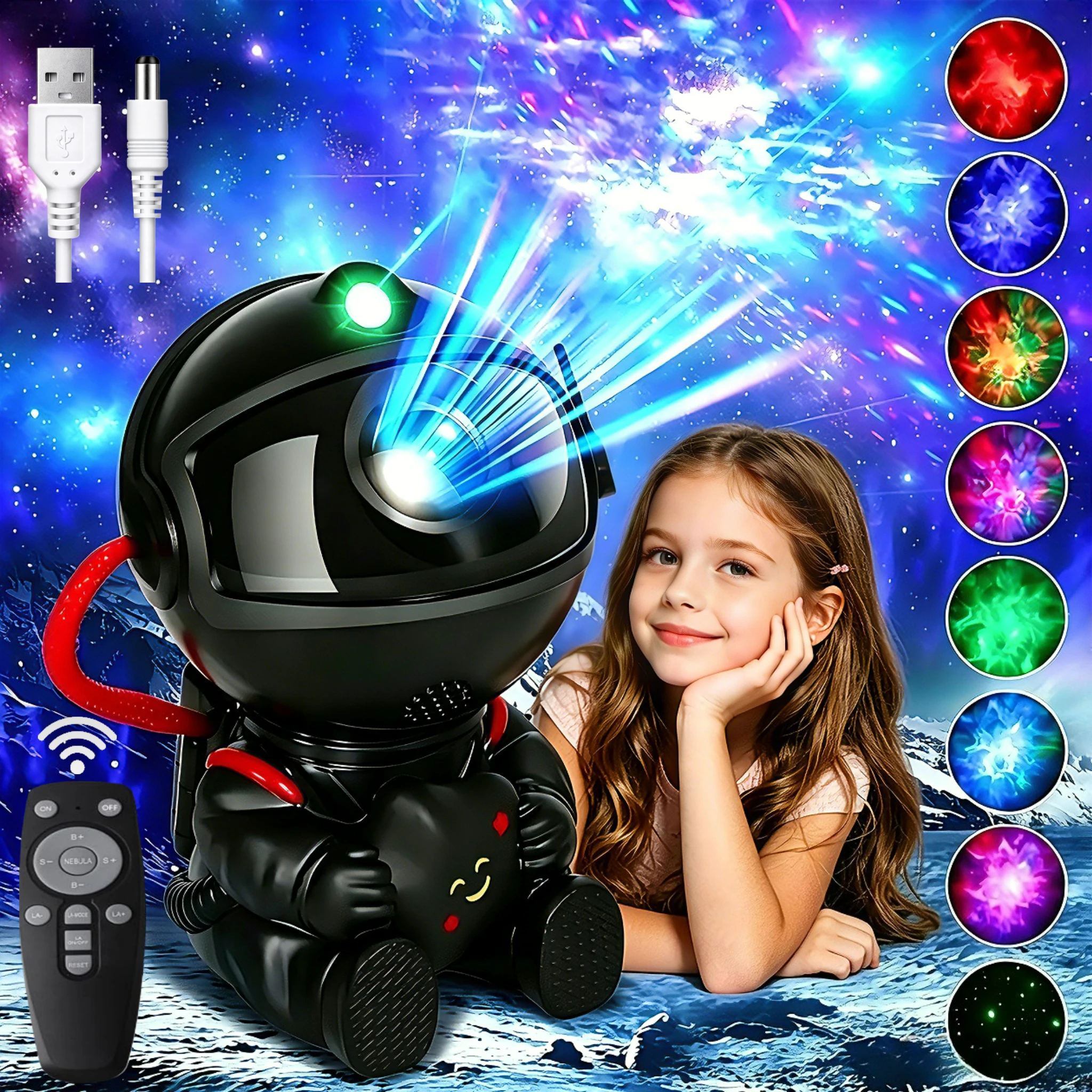 Star Projector Galaxy Night Light Astronaut Space Projector Starry Nebula Ceiling LED Lamp for Bedroom Home Decorative Kids Gift