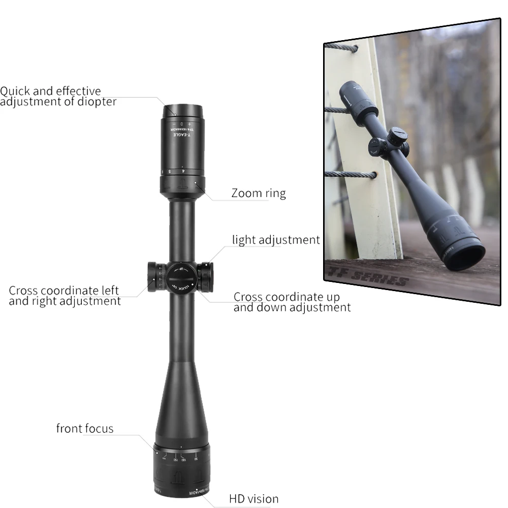 Riflescope TF 4-16x44 AOIR Hd Aseismatic Single Barrel Cross Optical Sniper Scope Suitable for Shooting at Medium Distances