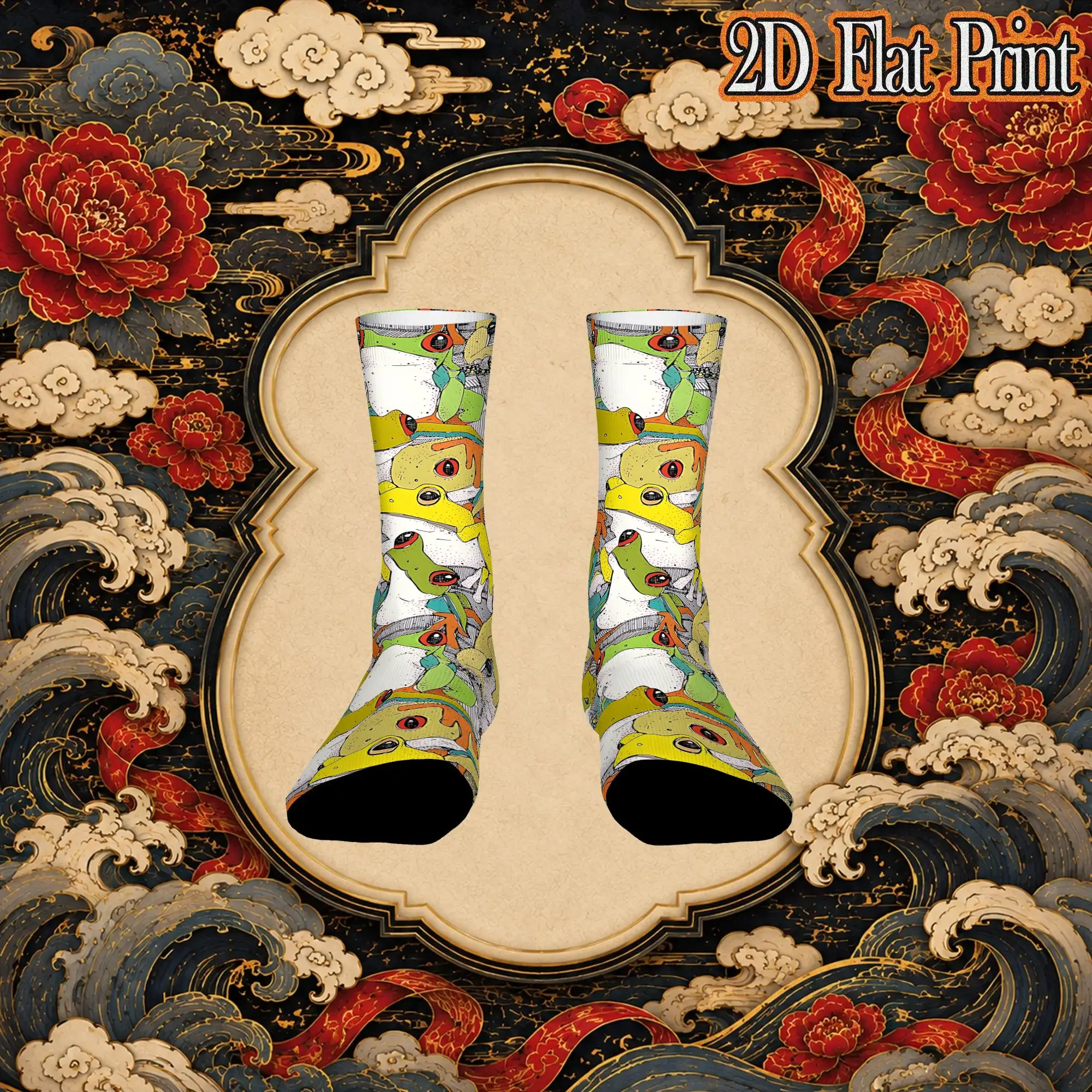 Fashion Retro Just Tree Frogs Col Crazy Men's  Crew Sock Unisex  Funny  compression Socks