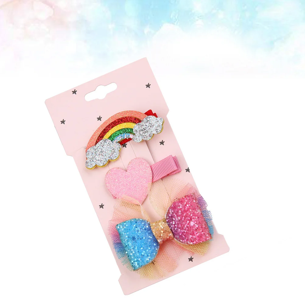 

3 шт., кружевная заколка с бантом «Радуга Любовь», недеформирующие заколки для волос, идея подарка для детей и девочек, украшение для рождественской сценического выступления