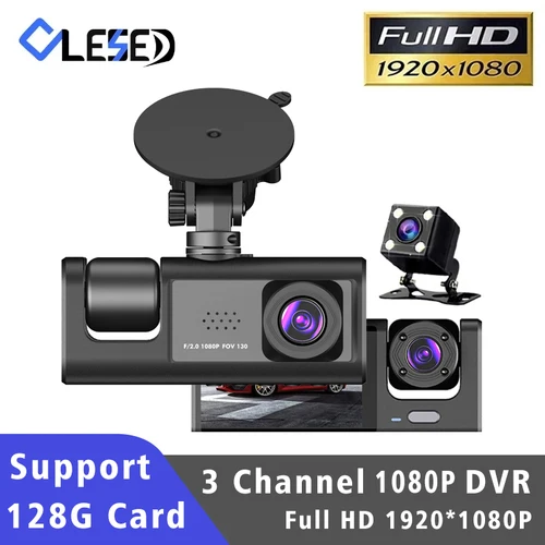 Cámara de salpicadero de 3 canales HD 1080P, 3 lentes interiores para vehículo, cámara DVR de tres vías, grabadora DVR, grabadora de vídeo, videocámara Dashcam