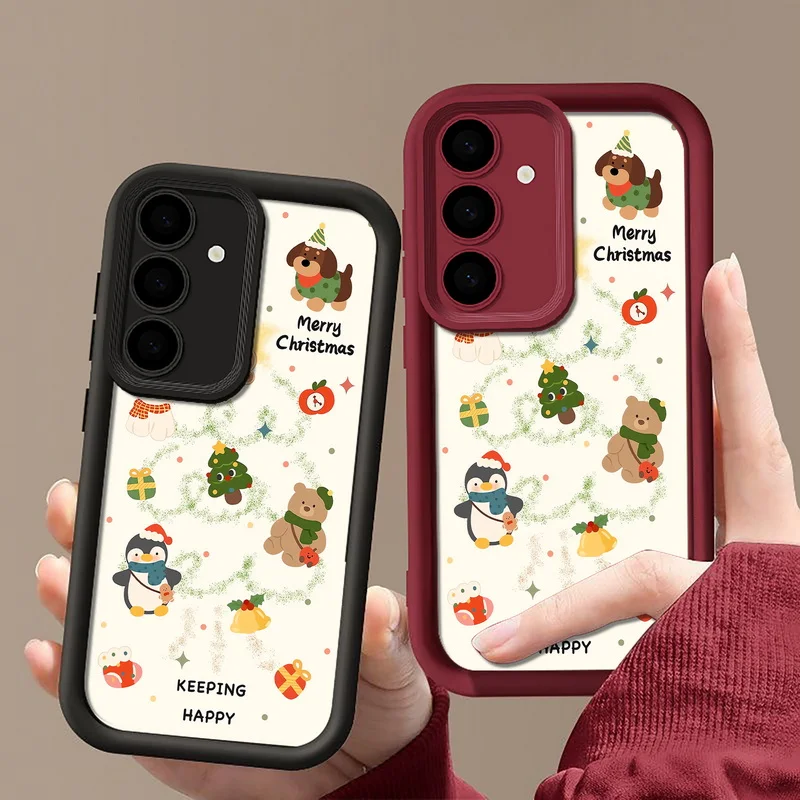 Cute Merry Christmas Phone Case For Samsung Galaxy A56 A16 A17 A36 A26 A55 A54 A15 S24 S25 FE S24 S23 S22 Ultra S25 Edge Cover