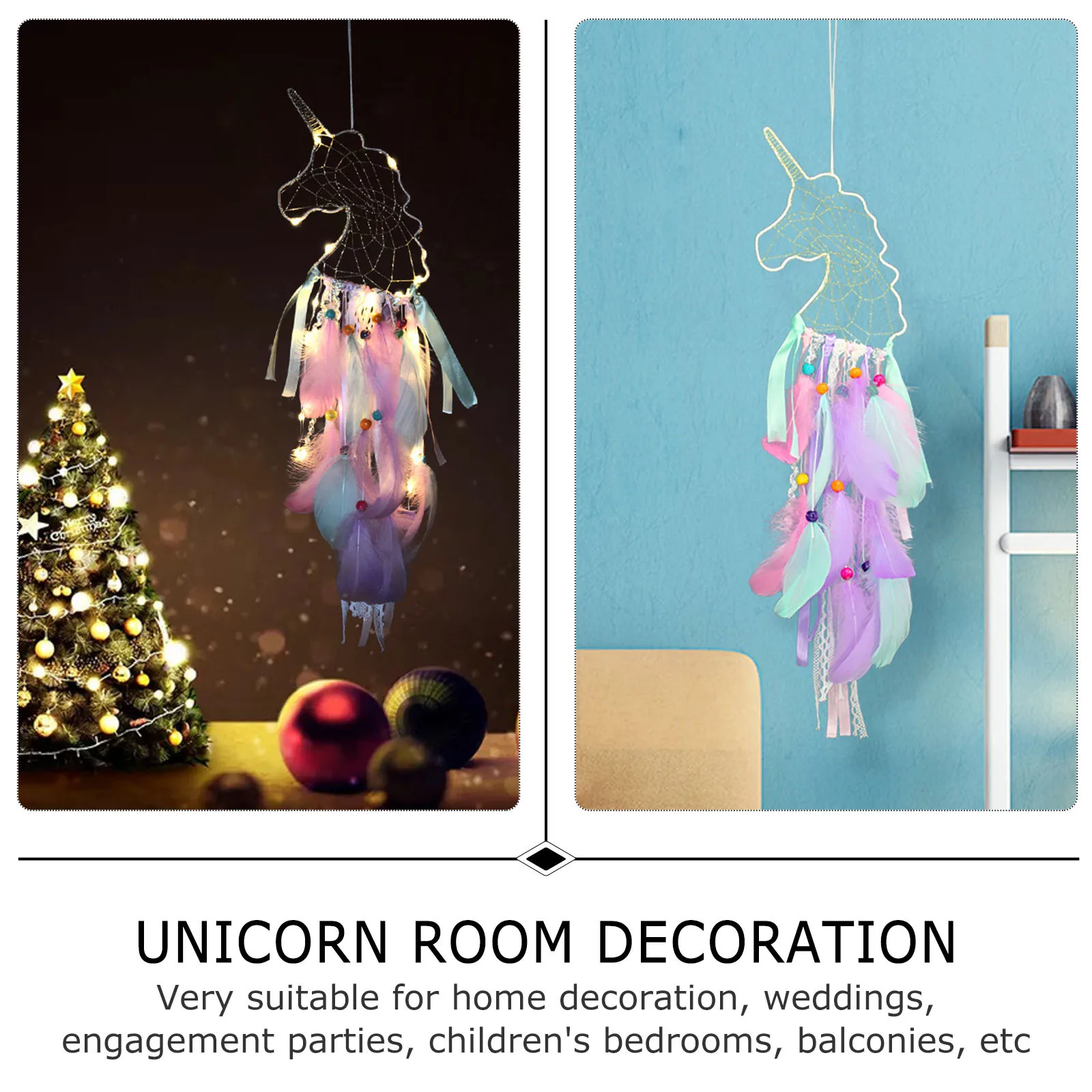

1pc Unicorn Night Light Dreamcatcher Pendant Hanging Ornament For Home Wall Decor Indoor Lighting Bedroom Gift