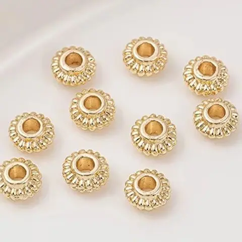 

14K Gold-Plated Flower Edge Spacer, Snowflake Flake, Flying Saucer Spacer, Handcrafted DIY Beaded Bracelet, Accessory Material