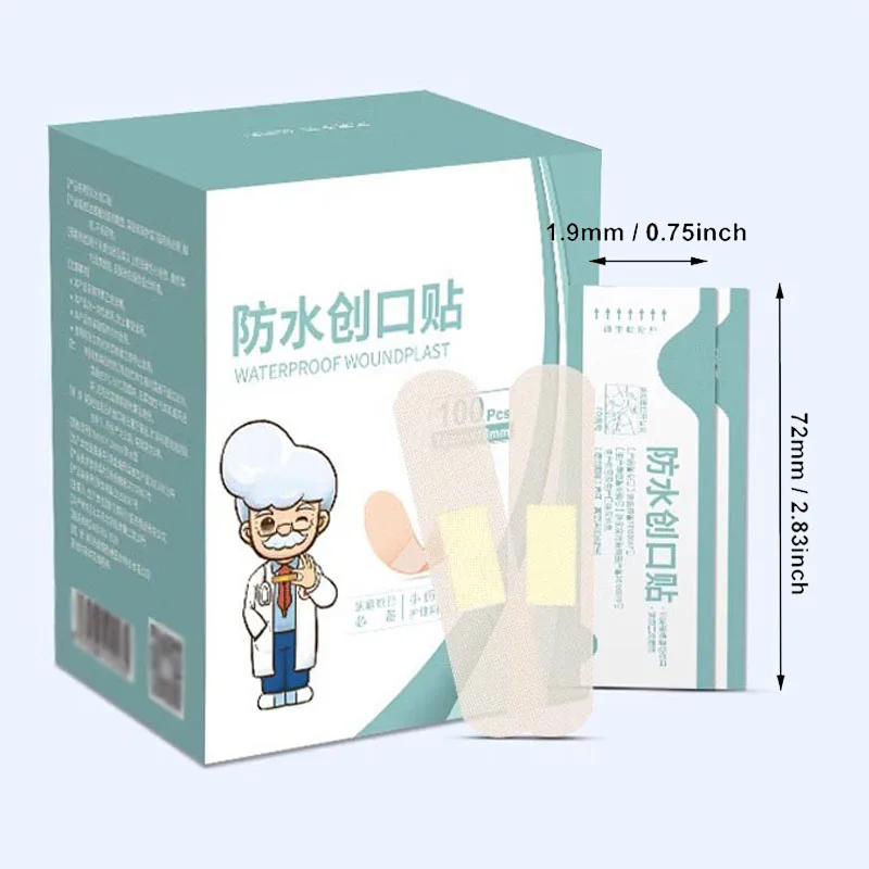 100 tablets/Box Cartoon Pattern Waterproof Breathable Bandages Clear Hemostatic Stickers Aid Emergency Kit Wound Plaster Patch