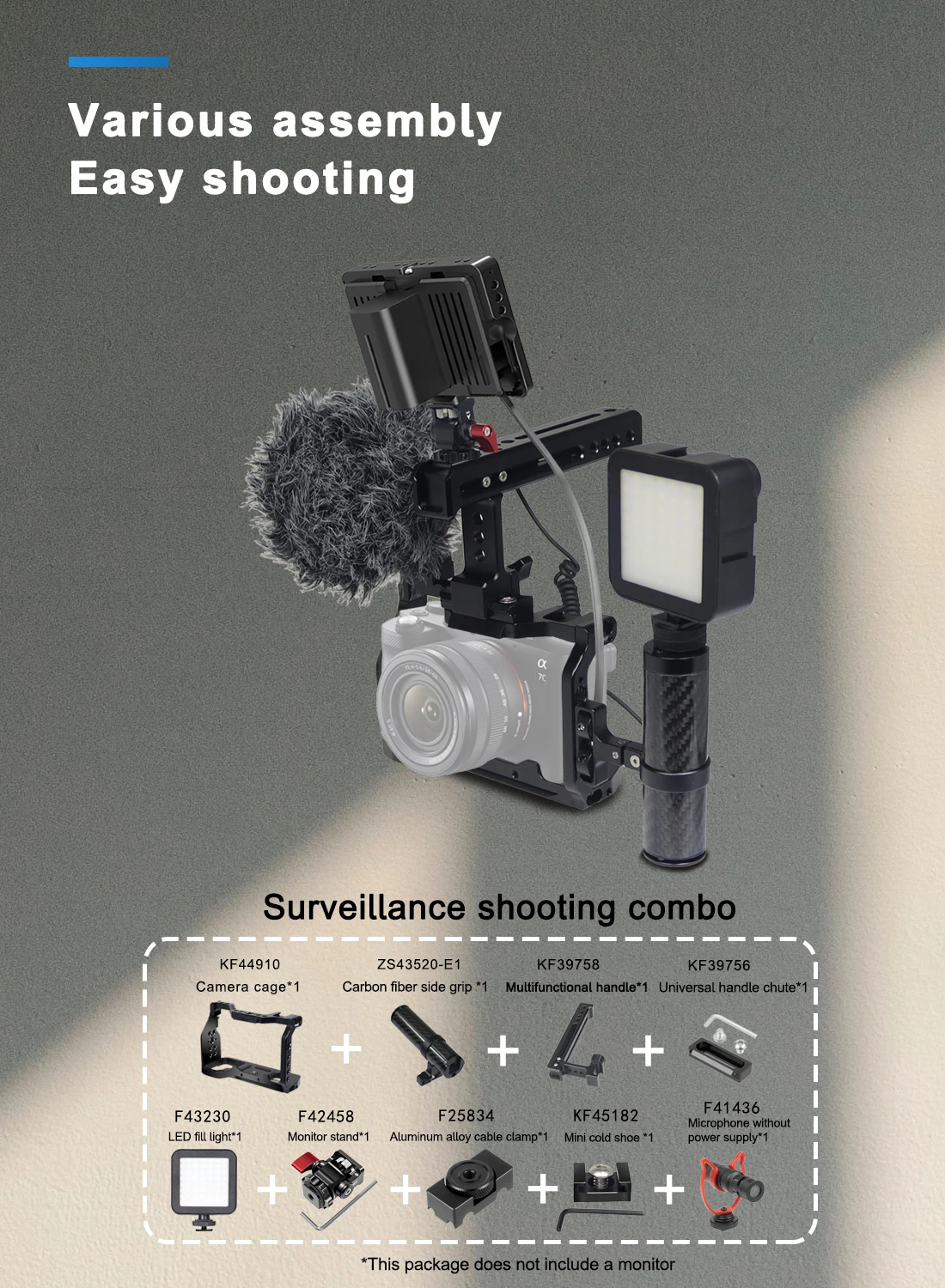 BGNing A7C2 A7CII A7CR Schnellwechselplatte L-Halterung Holzgriff Vollständige Abdeckung Kamerakäfig für Sony A7C SLR Handgriffhalter – Detail 19