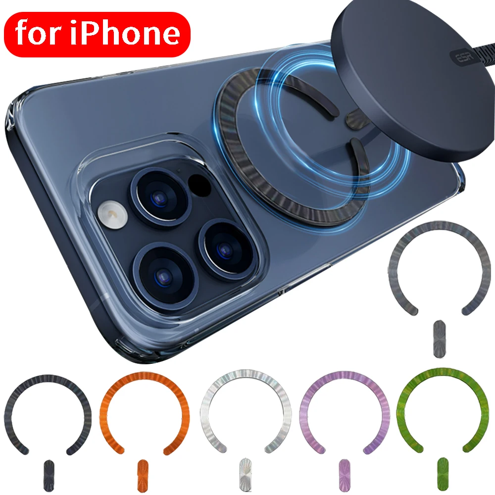 

For IPhone 17/16/15/14 Magnetic Metal Plate Ring Magsafe Wireless Charger Car Phone Holder Sticker Round Magnet Patch for IPhone