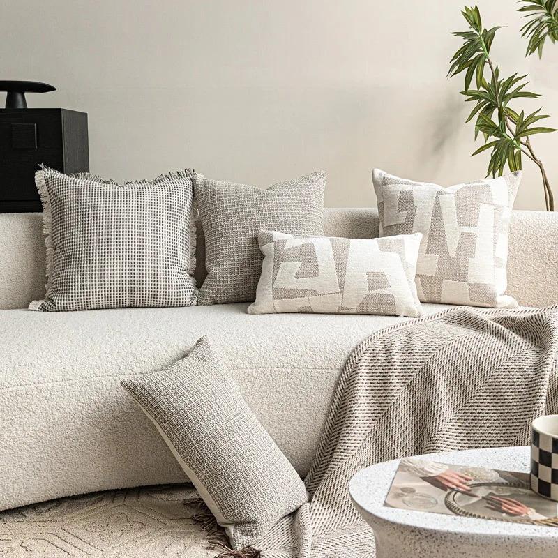 Ivory Black Rust Red Pillows Modern Cushion Case Luxury Simple Decorative Pillow Cover For Sofa Chair Home Decorations
