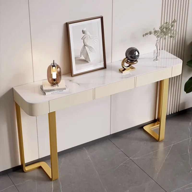 Luxo Glossy Console Mesa para Corredor, Sala de estar Ardósia, varanda Side Table, alta qualidade gaveta do armário, mobiliário doméstico, 80, 100, 120