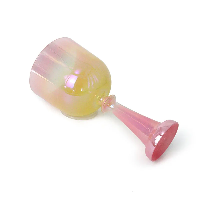 Pink Yellow Gradient Handheld Crystal Singing Chalice Yoga Stress Reduction Percussion Healing Singing Bowl